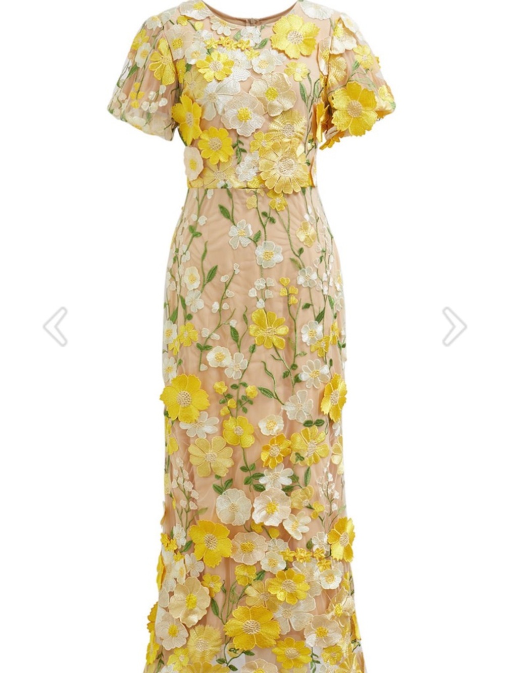 3D Floral Applique Mesh Tulle Midi Dress